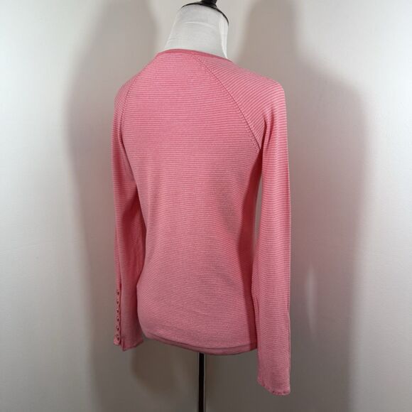 J.McLaughlin Janie Sweater Top XS Coral Cotton Blend Button Cuff Women's Preppy - Picture 3 of 11